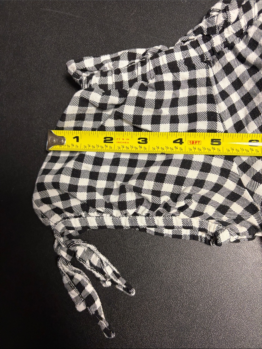 Crave Fame Black and White Gingham Off-Shoulder Top with Lace Hem - Picture 12 of 12